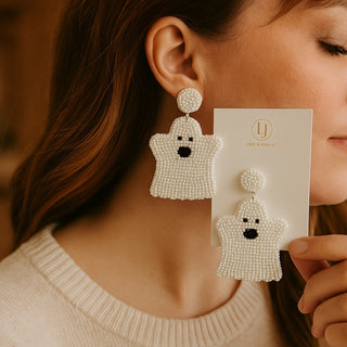 Halloween Ghost Beaded Earrings