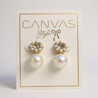 Emma Pearl and Pave Flower Earrings