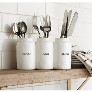 Triple Ceramic Jar Utensil Holder