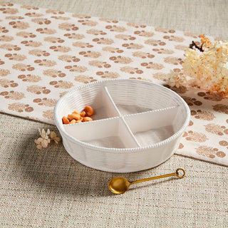 Woven Stoneware Tidbit Server Set