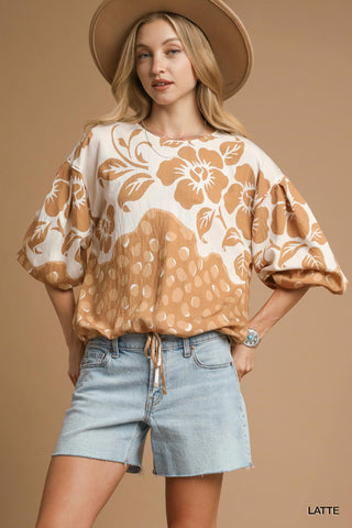 Floral Balloon Sleeve Top