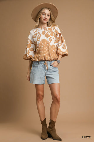 Floral Balloon Sleeve Top