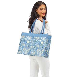 Blue Floral Tote Bag