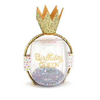 Birthday Queen Stemless Wine Glass