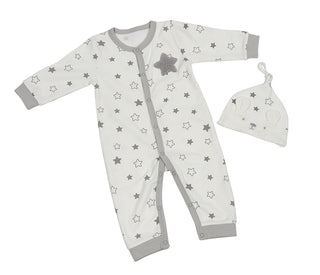 Gray Stars Playsuit with Cap