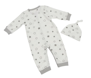Gray Stars Playsuit with Cap