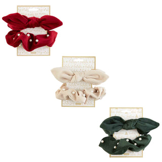 Pearl Velvet Scrunchie Set