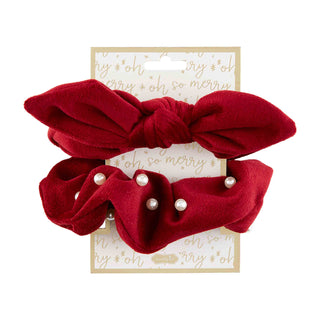 Pearl Velvet Scrunchie Set