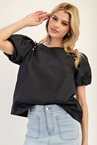 Pearl Detailed Puff Sleeve Top