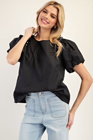 Pearl Detailed Puff Sleeve Top