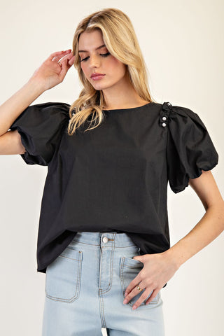 Pearl Detailed Puff Sleeve Top