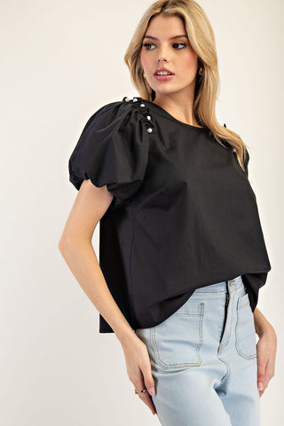 Pearl Detailed Puff Sleeve Top