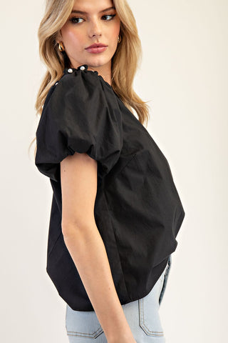 Pearl Detailed Puff Sleeve Top