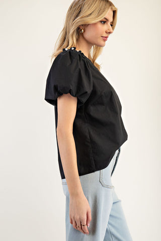 Pearl Detailed Puff Sleeve Top
