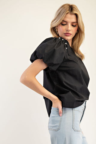 Pearl Detailed Puff Sleeve Top