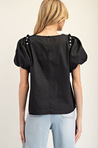 Pearl Detailed Puff Sleeve Top