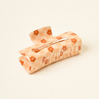 Flower Check Claw Clip