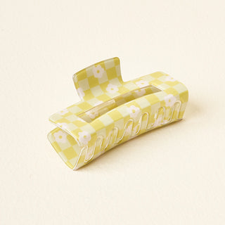 Flower Check Claw Clip