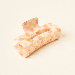 Flower Check Claw Clip