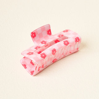 Flower Check Claw Clip