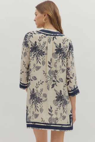 Floral 3/4 Sleeve Mini Dress