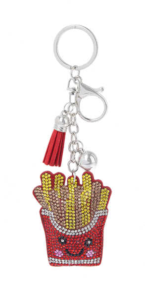 French Fries Jeweled Keyring