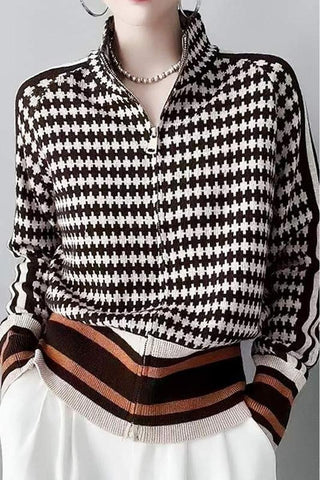 Cozy Houndstooth Pullover Jacket