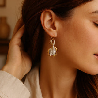 CZ Square Link Earrings