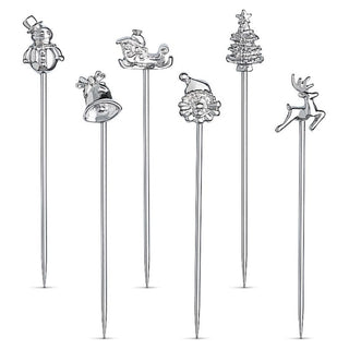 Holiday Stainless Steel Cocktail Picks