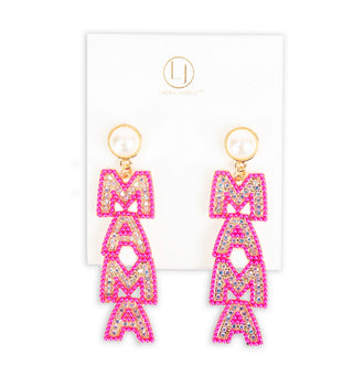 Pink Crystal Mama Earrings