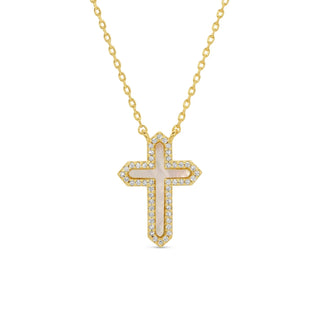 Feel the Faith, Shell Pave Cross Necklace