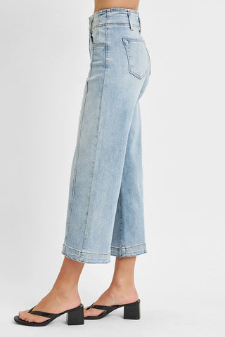 Front Seam Wide Cropped Jeans