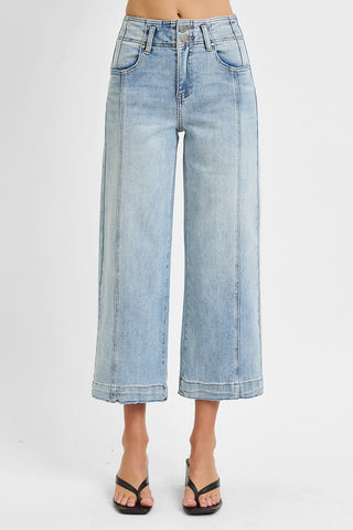 Front Seam Wide Cropped Jeans