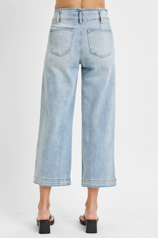 Front Seam Wide Cropped Jeans