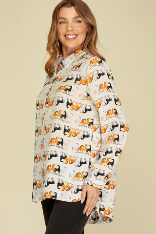 Button Down Horse Print Shirt