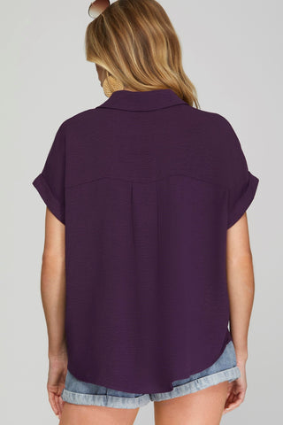 Collared Drop Shoulder Top