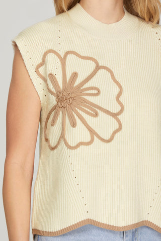 Floral Scallop Hem Sweater Top