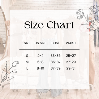 Size chart for a Combo Stripe Tiered Midi Dress, showing size in US, bust and waist measurements.