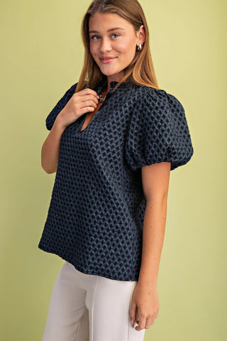 Textured Puff Sleeve Top