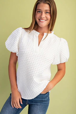 Textured Puff Sleeve Top