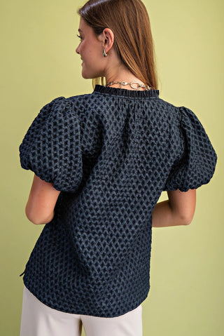 Textured Puff Sleeve Top