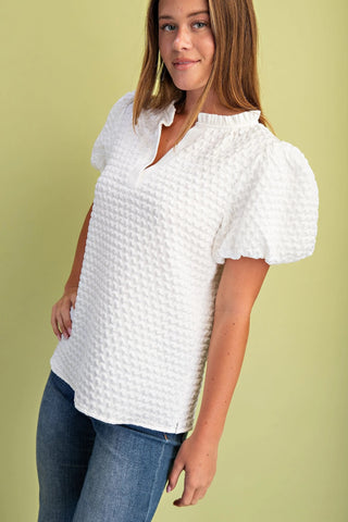 Textured Puff Sleeve Top