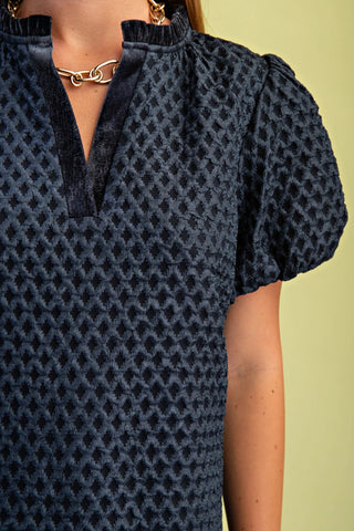 Textured Puff Sleeve Top