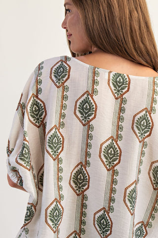 Floral Printed Elastic Cuff Top