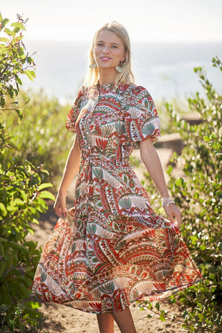 Bubble Sleeve Midi Dress