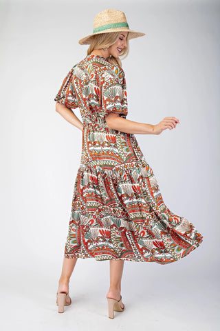 Bubble Sleeve Midi Dress