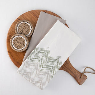 Printed White & Green Tea Towels