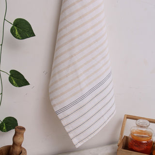 Striped White Cotton Tea Towel