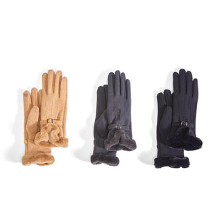 Cashmere-Like Gloves w/Faux Fur Cuff