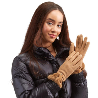 Cashmere-Like Gloves w/Faux Fur Cuff